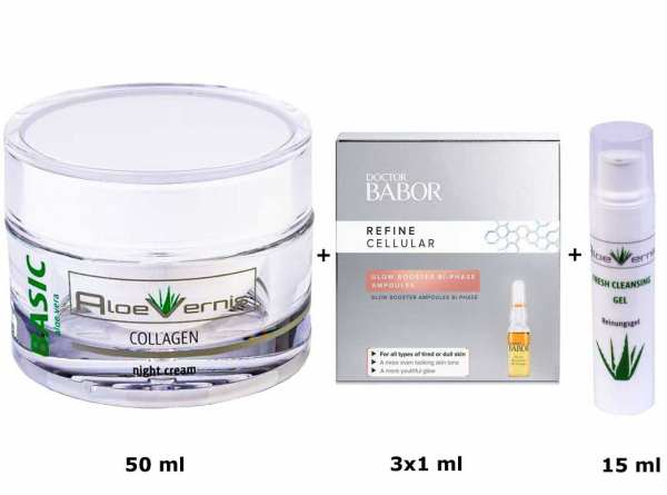 AloeVernis® BASIC aloe vera COLLAGEN night cream 50 ml -DOCTOR BABOR REFINE CELLULAR Glow Booster Bi