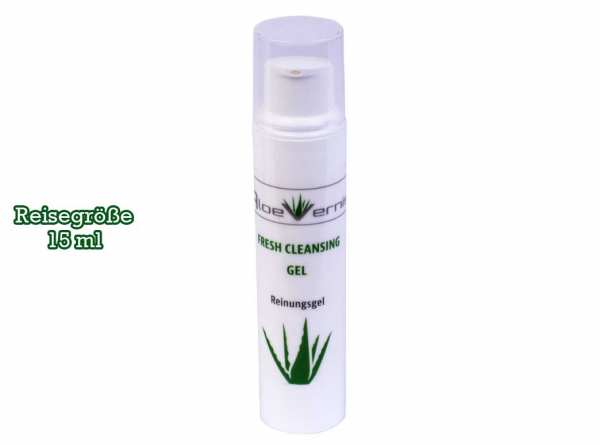 AloeVernis® BASIC aloe vera FRESH CLEANSING gel 15 ml Reisegröße - Hyaluron, Collagen, Arganöl