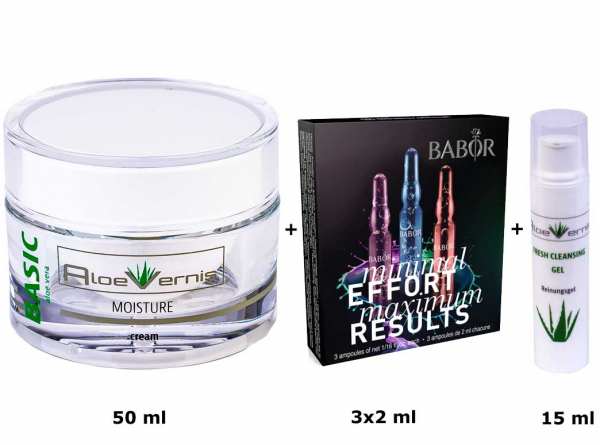 AloeVernis® BASIC aloe vera MOISTURE cream 50 ml - BABOR Beauty Effect 3 Ampullen á 2ml - durchfeuch