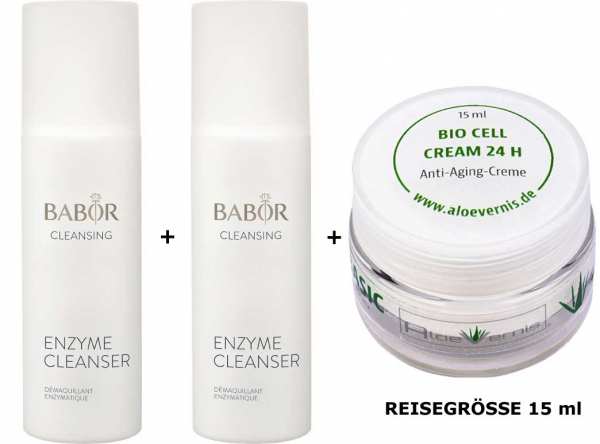 BABOR CLEANSING 2x Enzyme Cleanser - AloeVernis® BASIC aloe vera BIO CELL CREAM 24h 15 ml