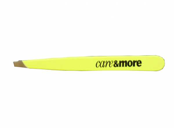 CareMore Pinzette mit schräger Pinzettenspitze GELB 10 cm - Augenbrauenpinzette