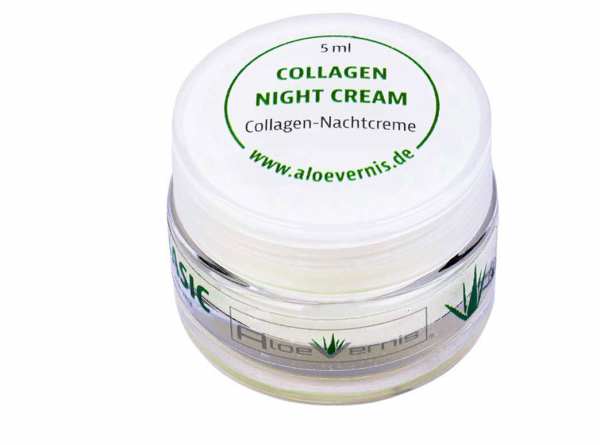 AloeVernis® BASIC aloe vera COLLAGEN night cream 5 ml - Hyaluron, Collagen, Arganöl