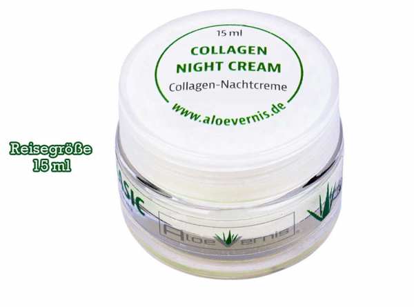 AloeVernis® BASIC aloe vera COLLAGEN night cream 15 ml - Hyaluron, Collagen, Arganöl